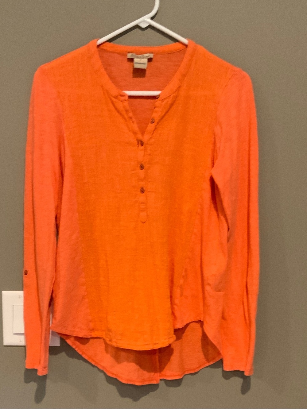Lucky Brand Bright Orange Long Sleeve Henley